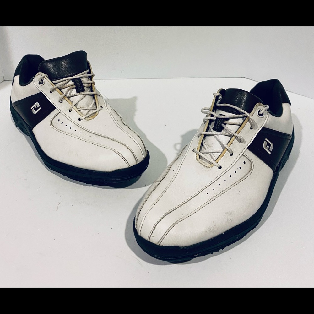 FootJoy GreenJoys Golf Shoes 45311 Soft Spike White Brown Leather Men's …